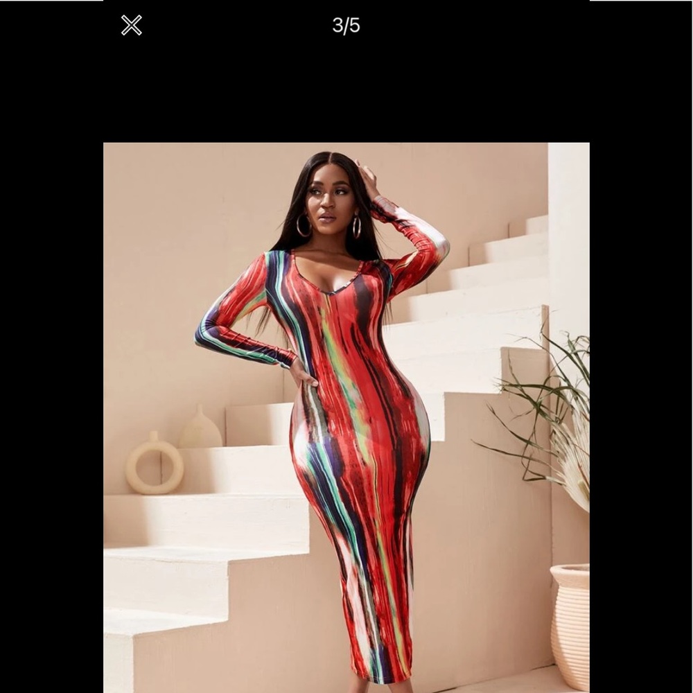 Long, fitted dress, tried on once, but not worn.